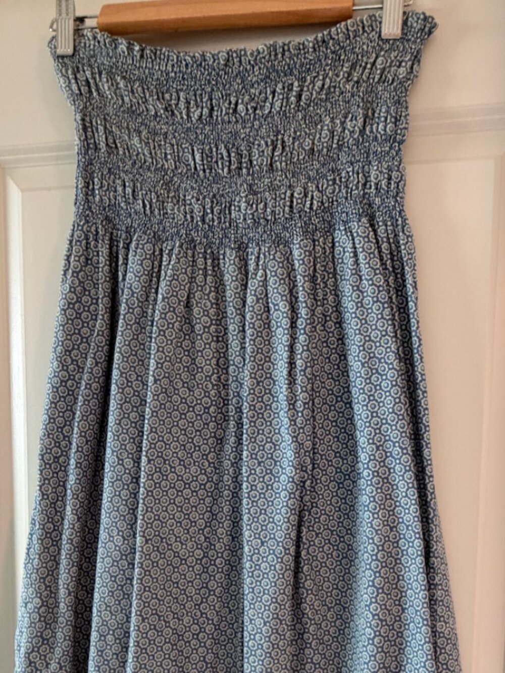 Strapless Dress w/ Smocked Top & Ruflle Hem